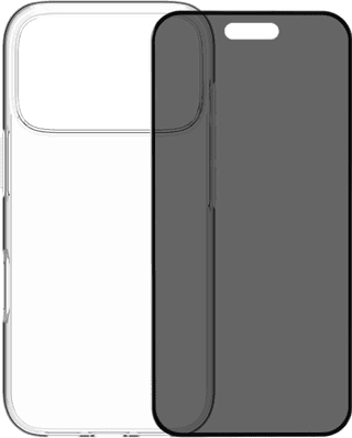 BlueBuilt Back Cover iPhone 17 Pro Transparent + BlueBuilt iPhone 17 Pro Protège-écran de Confidentialité Verre