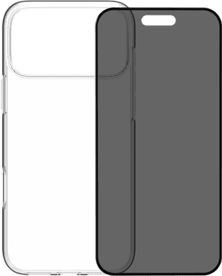 BlueBuilt Back Cover iPhone 17 Pro Max Transparent + BlueBuilt iPhone 17 Pro Max Protège-écran de Confidentialité Verre