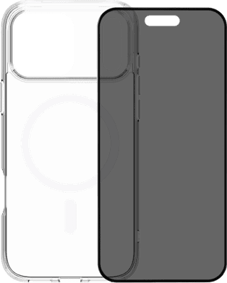 BlueBuilt Protective Back Cover avec MagSafe iPhone 17 Pro Max Transparent + BlueBuilt iPhone 17 Pro Max Protège-écran de Confidentialité Verre