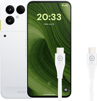 Fairphone 6 256GB Wit 5G + BlueBuilt Usb C naar Usb C Kabel 1,5m Nylon Wit