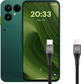 Fairphone 6 256GB Groen 5G + BlueBuilt Usb C naar Usb C Kabel 1,5m Nylon Zwart