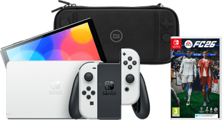 Nintendo Switch OLED White + EA Sports FC 26 + BlueBuilt Travel Case