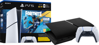 PlayStation 5 Slim Slim Edition + Pack Fortnite + Façades Noir + Manette Supplémentaire Blanc