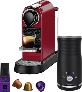 Krups Nespresso Citiz XN7415 Rouge Cerise + Pierre Mousseur à Lait
