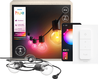 Philips Hue Festavia Guirlande Lumineuse d'Extérieur - 21 Mètres - 30 Lampes + Variateur