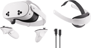 Meta Quest 3S 256GB + BlueBuilt PC Link Cable + Elite Strap