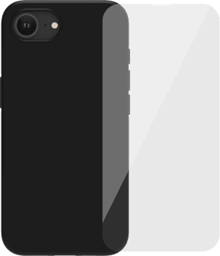 BlueBuilt Back Cover iPhone 17e/16e Zwart + Screenprotector Glas