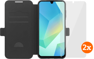 BlueBuilt Samsung Galaxy A17 4G/5G Book Case Noir + Protège-écran Verre Lot de 2