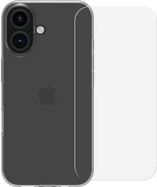 BlueBuilt Back Cover iPhone 16 Transparant + Screenprotector Glas