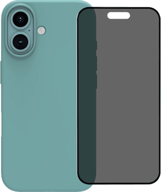 BlueBuilt Back Cover iPhone 16 Green + Privacy Filter Screen Protector Glass