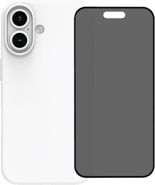 BlueBuilt Back Cover iPhone 16 White + Privacy Filter Screen Protector Glass