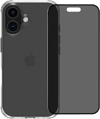 BlueBuilt Protective Back Cover iPhone 16 Transparant + Privacy Screenprotector Glas