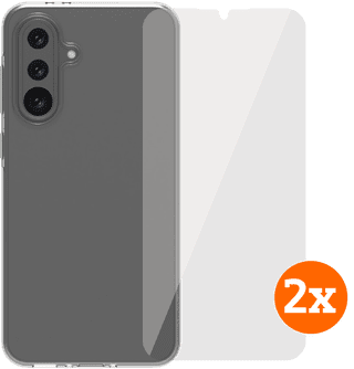 BlueBuilt Samsung Galaxy A36 Back Cover Transparent + Protège-écran Verre Lot de 2