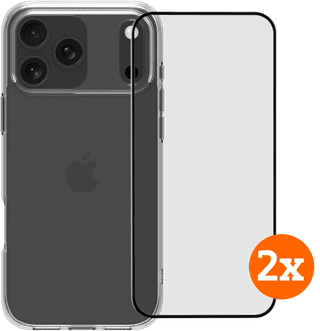 BlueBuilt Protective Back Cover iPhone 17 Pro Max Transparent + Protège-écran Lot de 2