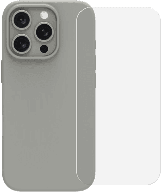 BlueBuilt Back Cover iPhone 16 Pro Gris + Protège-écran Verre