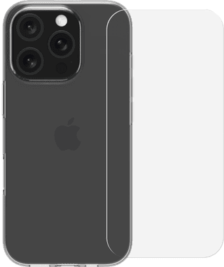 BlueBuilt Back Cover iPhone 16 Pro Transparent + Protège-écran Verre