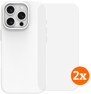 BlueBuilt Back Cover iPhone 16 Pro Blanc + Protège-écran Verre Lot de 2