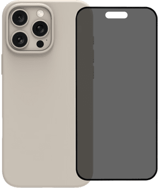 BlueBuilt Back Cover iPhone 16 Pro Max Beige + Protège-écran avec Filtre de Confidentialité Verre