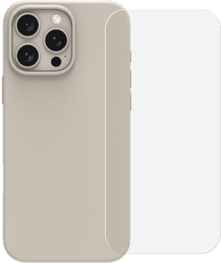 BlueBuilt Back Cover iPhone 16 Pro Max Beige + Protège-écran Verre