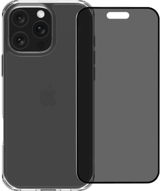 BlueBuilt Protective Back Cover iPhone 16 Pro Max Transparent + Protège-écran de Confidentialité