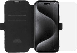 BlueBuilt Apple iPhone 16 Pro Max Book Case Cuir Noir + Protège-écran Verre