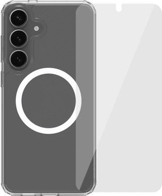 BlueBuilt Protective Back Cover Magnet Galaxy S25 Plus Transparent + Screen Protector Glass