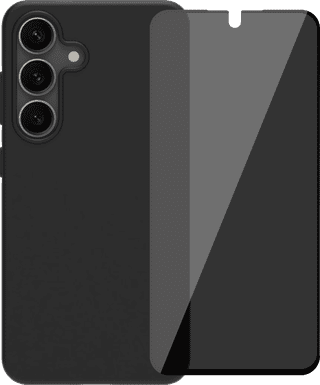 BlueBuilt Samsung Galaxy S25 Back Cover Noir + BlueBuilt Protège-écran de Confidentialité Verre