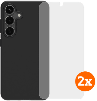 BlueBuilt Samsung Galaxy S25 Back Cover Black + Screen Protector Glass Duo Pack