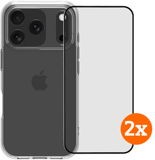 BlueBuilt Protective Back Cover iPhone 17 Pro Transparent + Protège-écran Verre Lot de 2