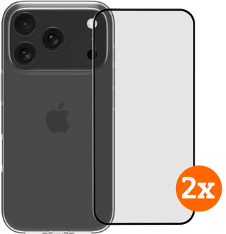 BlueBuilt Back Cover iPhone 17 Pro Transparent + Protège-écran Verre Lot de 2