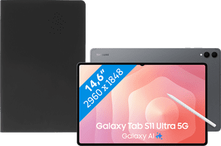 Samsung Galaxy Tab S11 Ultra 14,6 inch 1TB Wifi + 5G Grijs + BlueBuilt Book Case Zwart