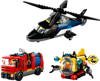 LEGO City - Hélicoptère, Camion de Pompiers et Sous-marin Modulable 60462