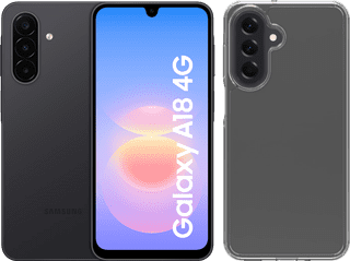 Samsung Galaxy A18 128GB Zwart 4G + BlueBuilt Back Cover Transparant