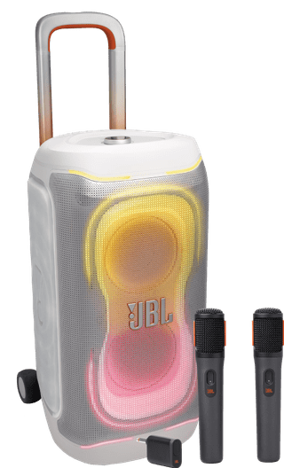 JBL Partybox 330 Wit + JBL Draadloze Microfoonset