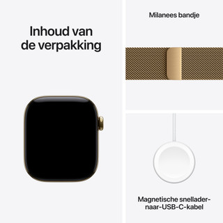 Apple Watch Series 12 Cellular 42mm Titanium Goud Milanese Band