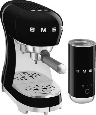 SMEG ECF12BLEU Zwart + melkopschuimer