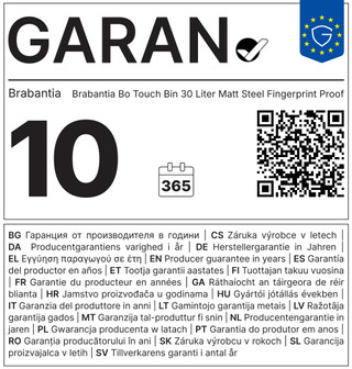 Brabantia Bo Touch Bin 30 Litres Matt Steel Anti-Traces de Doigts