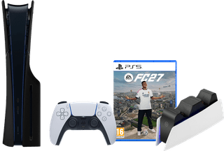 PlayStation 5 Slim Disc Edition + FC 27 + Covers Zwart + Oplaadstation