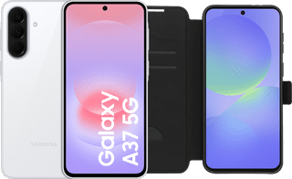 Samsung Galaxy A37 128GB White 5G + BlueBuilt Book Case Black
