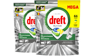 Dreft Vaatwastabletten Platinum All In One Original - Duo Pack (132 stuks)