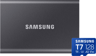 Samsung T7 Portable SSD 2 To Gris + Samsung MicroSDXC T7 128 Go 170 Mo/s