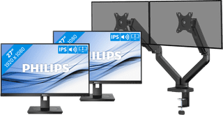 Philips 272B1G/00 Duo Pack + BlueBuilt Monitorarm Mechanische Veer voor 2 Monitoren