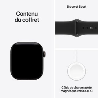 Apple Watch Series 12 Cellular 42 mm Noir Bracelet Sport S/M