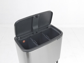 Brabantia Bo Touch Bin Poubelle 3 x 11 Litres Matt Steel Anti-Traces de Doigts