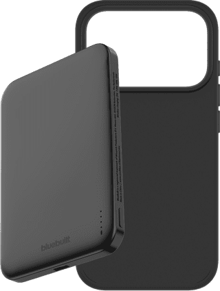 BlueBuilt MagSafe Hoesje iPhone 18 Pro Zwart + Powerbank 5.000 mAh Grijs
