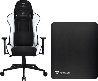 Vortech Essential Gamestoel Wit + Vortech Vloermat Zwart
