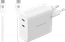 BlueBuilt 100W GaN Oplader met 2 Usb C Poorten Wit + BlueBuilt Usb C Kabel 240W 2m Nylon