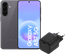 Samsung Galaxy A57 256GB Grijs 5G + BlueBuilt Oplader met Usb C Poort 45W Zwart