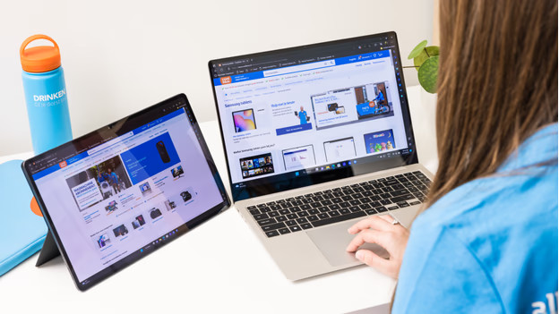 Samsung Galaxy tablet and laptop