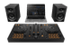 Pioneer DJ DDJ-FLX4 + Pioneer DJ HDJ-CUE1 + Pioneer DJ DM-50D-BT Black product in use